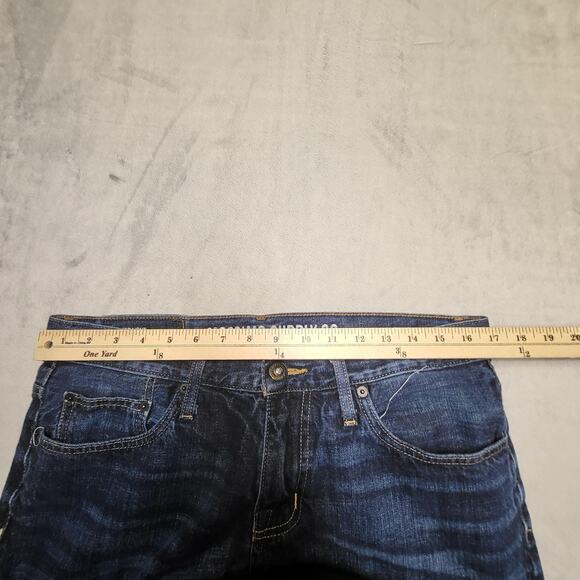 Mossimo Supply Co Jeans Mens 34x29 Blue Denim Slim Straight Whiskered Faded - Picture 9 of 11